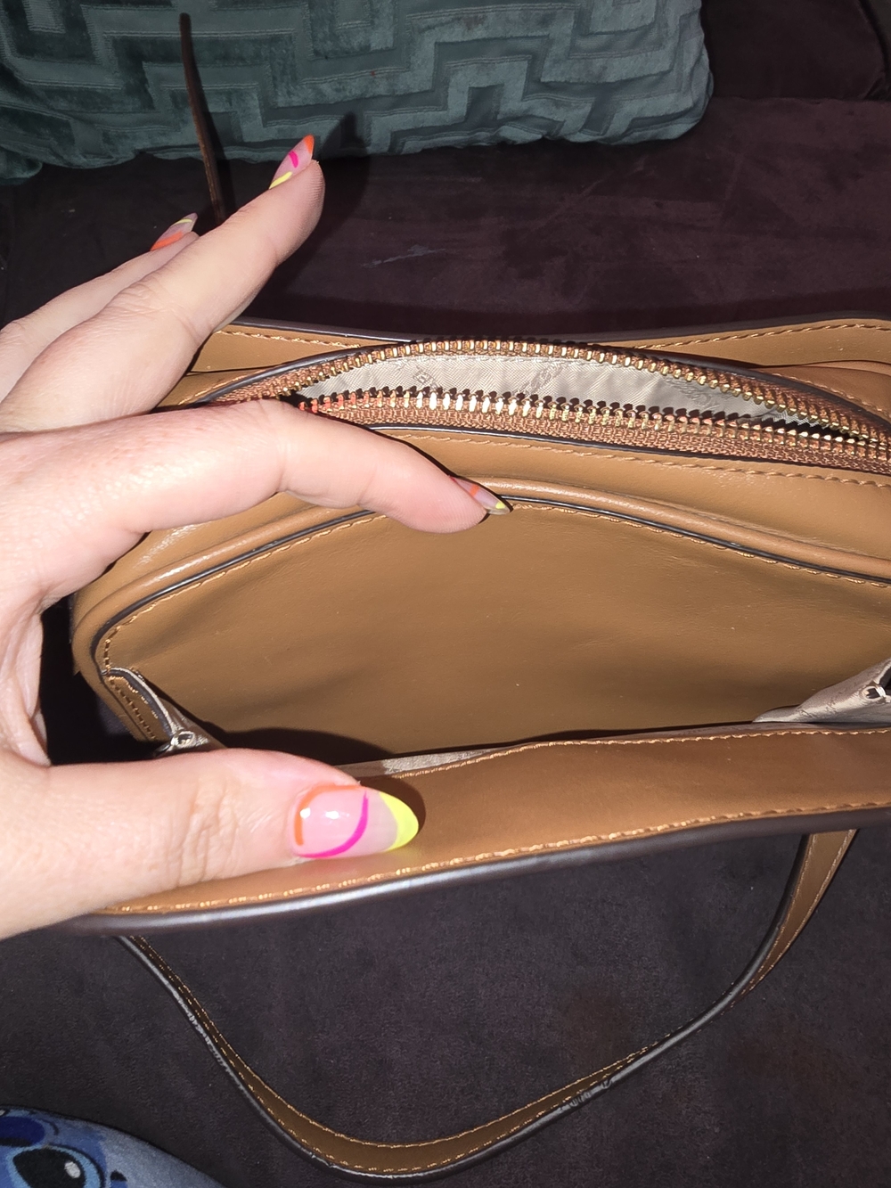 Michael Kors Brown Monogram Crossbody with Gold MK Emblem - Picture 15 of 16